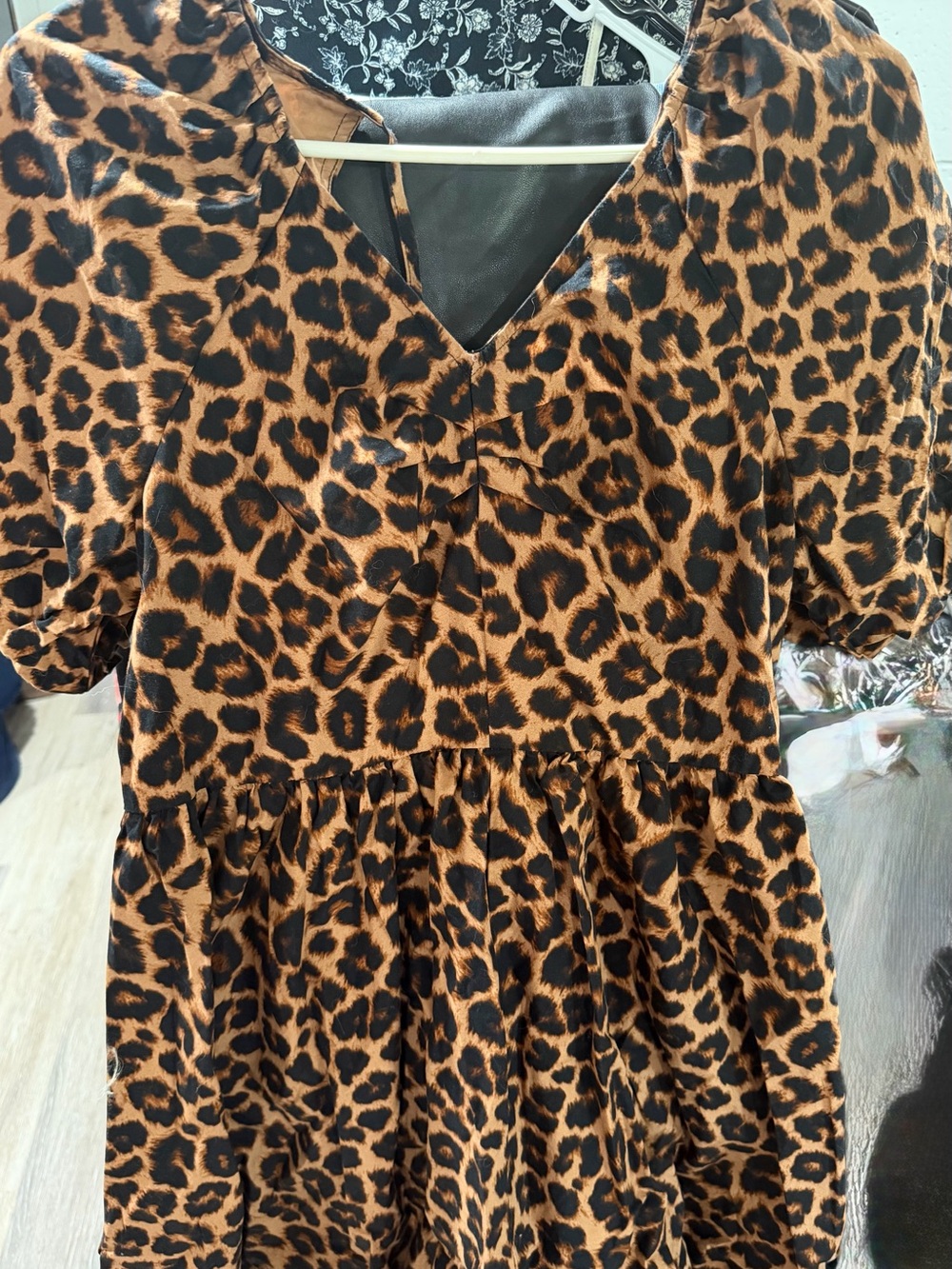 Time and Tru Leopard Print Mini Dress in Brown and Black